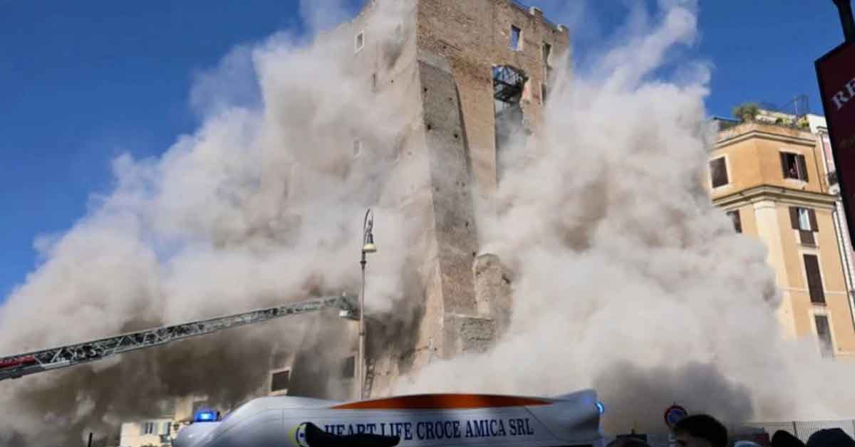 রোমে মধ্যযুগীয় টাওয়ার ধসে শ্রমিকের মৃত্যু